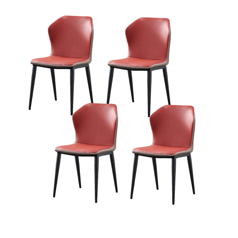 Industrial Wingback Side Chair Faux Leather Armless Dining Chairs