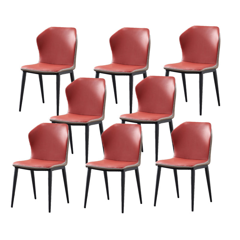 Industrial Wingback Side Chair Faux Leather Armless Dining Chairs