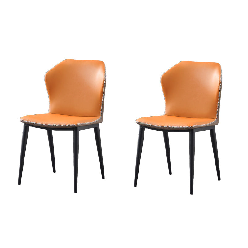 Industrial Wingback Side Chair Faux Leather Armless Dining Chairs