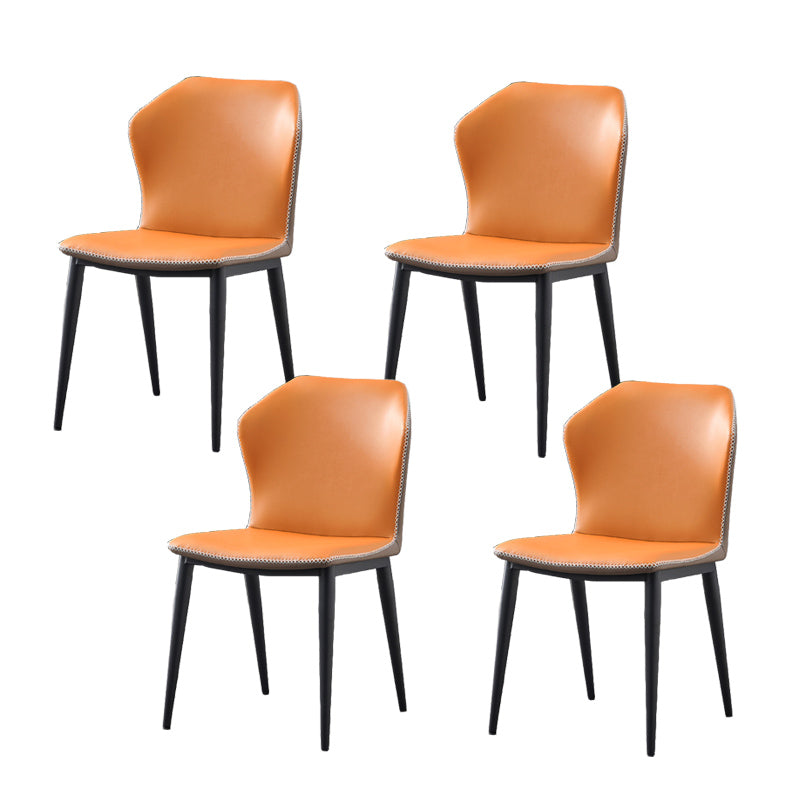 Industrial Wingback Side Chair Faux Leather Armless Dining Chairs