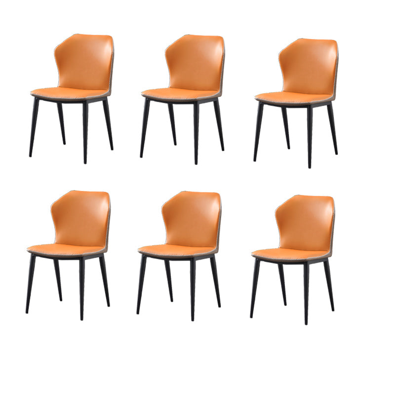 Industrial Wingback Side Chair Faux Leather Armless Dining Chairs