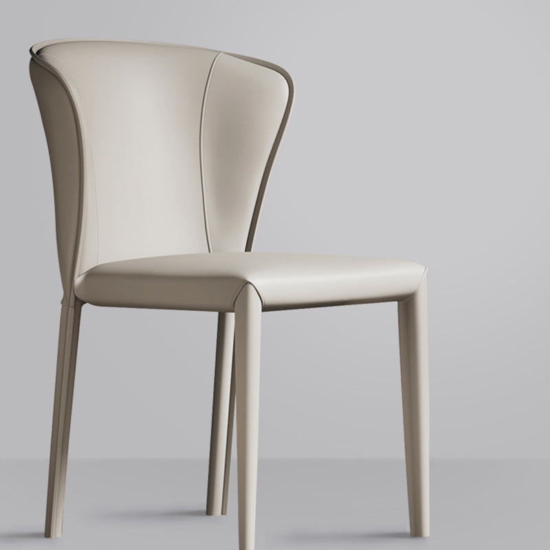 Matte Finish Wingback Side Chair for Home Contemporary Faux Leather Dining Chair