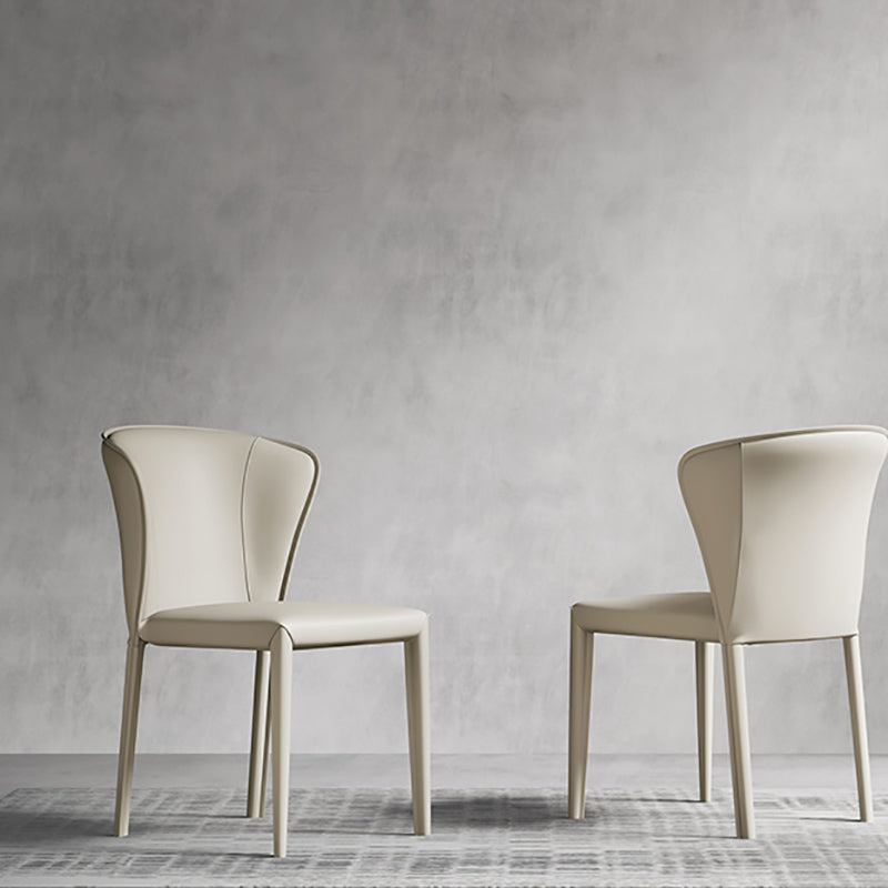 Matte Finish Wingback Side Chair for Home Contemporary Faux Leather Dining Chair