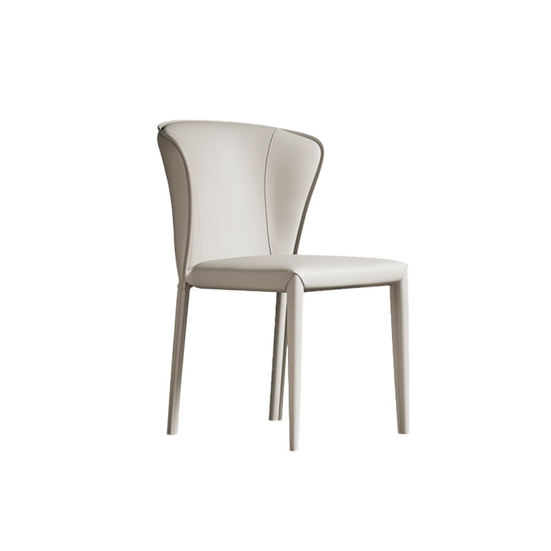 Matte Finish Wingback Side Chair for Home Contemporary Faux Leather Dining Chair