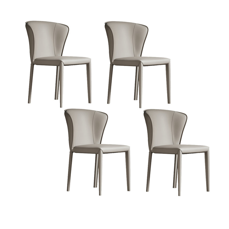 Matte Finish Wingback Side Chair for Home Contemporary Faux Leather Dining Chair