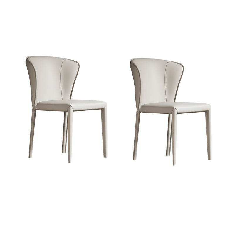 Matte Finish Wingback Side Chair for Home Contemporary Faux Leather Dining Chair