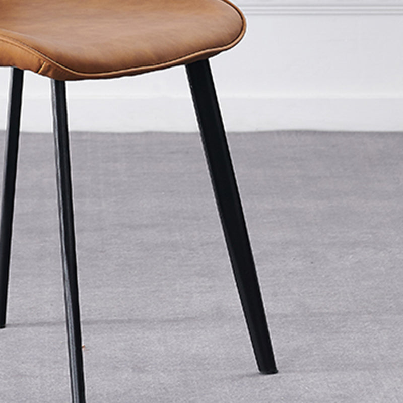 Modern Style Chair Faux Leather and Metal Dining Side Chair for Home