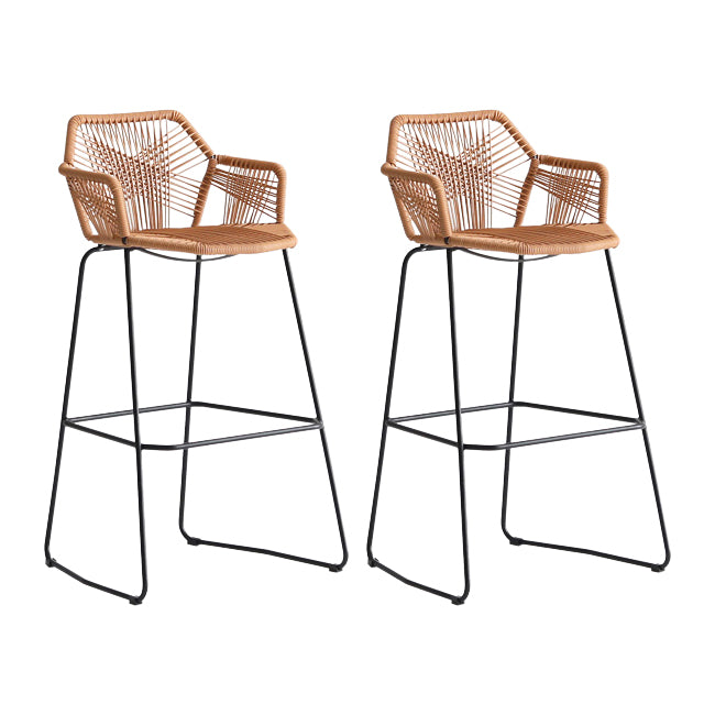 Modern Footrest Bar Stool Plastic Armed Stool with Metal Base