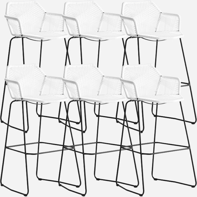 Modern Footrest Bar Stool Plastic Armed Stool with Metal Base