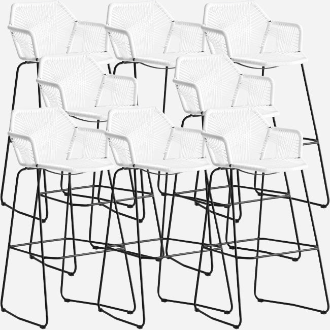 Modern Footrest Bar Stool Plastic Armed Stool with Metal Base