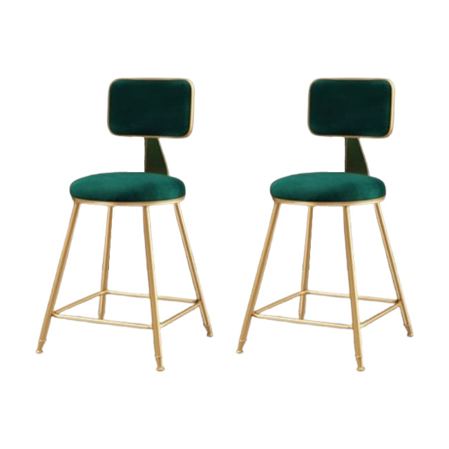Glam Metal Barstool Round Seat Velvet Stool with Gold Legs in Matte Finish