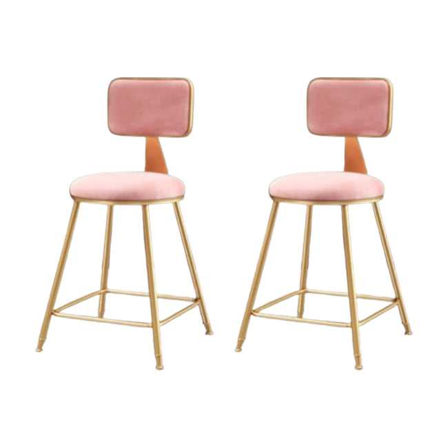 Glam Metal Barstool Round Seat Velvet Stool with Gold Legs in Matte Finish