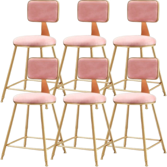 Glam Metal Barstool Round Seat Velvet Stool with Gold Legs in Matte Finish