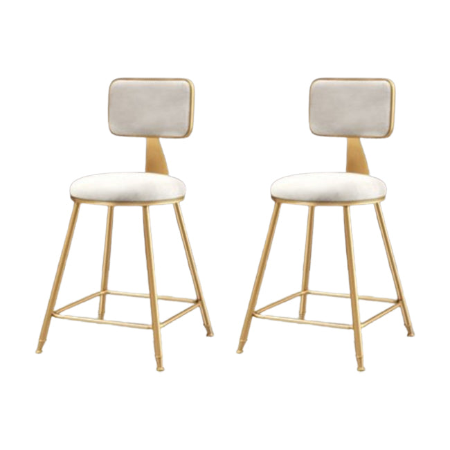 Glam Metal Barstool Round Seat Velvet Stool with Gold Legs in Matte Finish