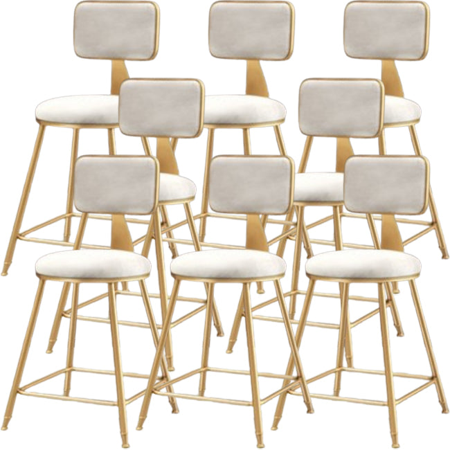 Glam Metal Barstool Round Seat Velvet Stool with Gold Legs in Matte Finish
