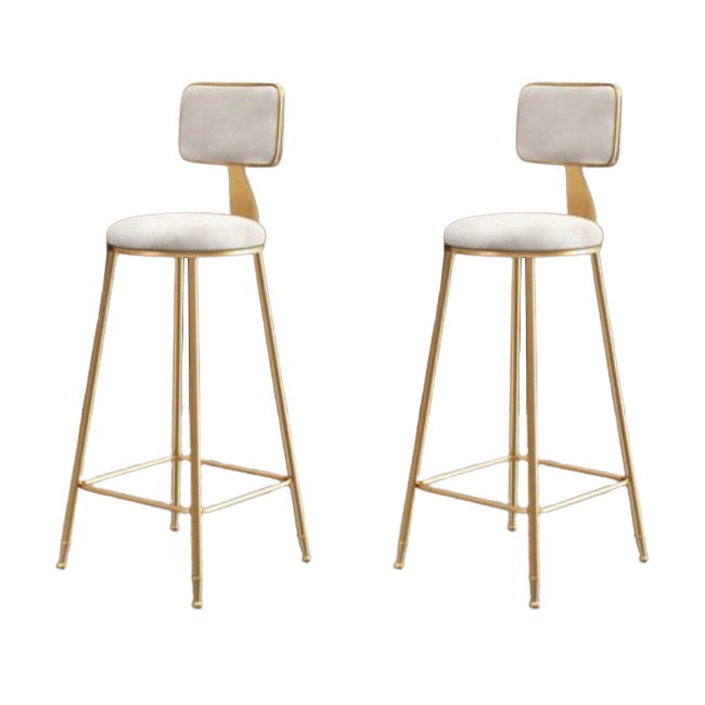 Glam Metal Barstool Round Seat Velvet Stool with Gold Legs in Matte Finish