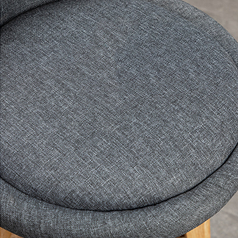 Scandinavian Wood Barstool Faux Leather Low Back Counter Stool