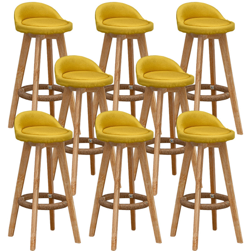 Scandinavian Wood Barstool Faux Leather Low Back Counter Stool