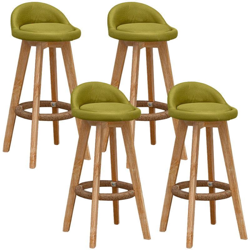 Scandinavian Wood Barstool Faux Leather Low Back Counter Stool