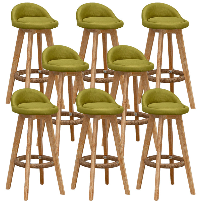 Scandinavian Wood Barstool Faux Leather Low Back Counter Stool