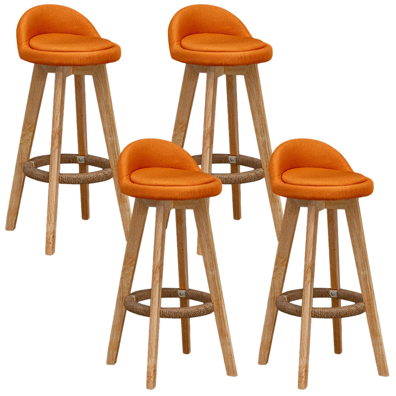 Scandinavian Wood Barstool Faux Leather Low Back Counter Stool