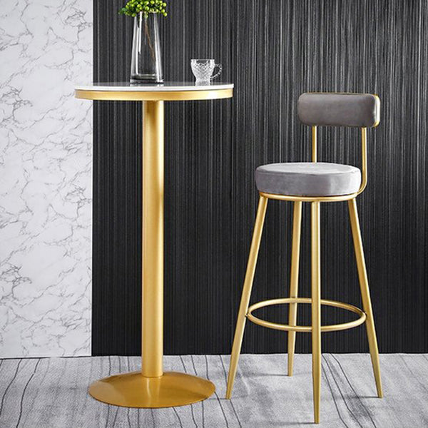 Glam Metal Barstool Fabric Backrest Counter Stool with Gold Base
