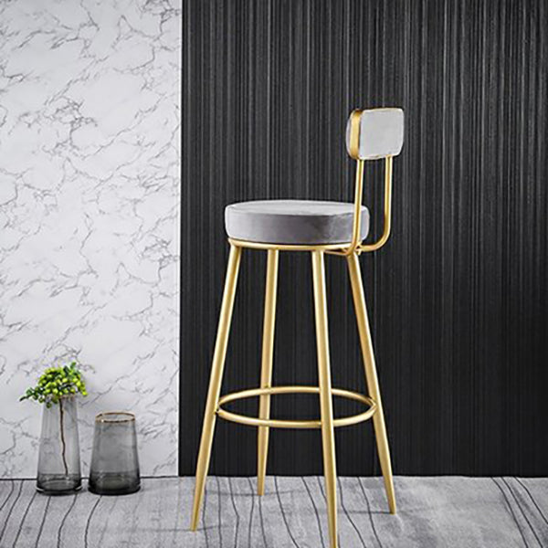 Glam Metal Barstool Fabric Backrest Counter Stool with Gold Base