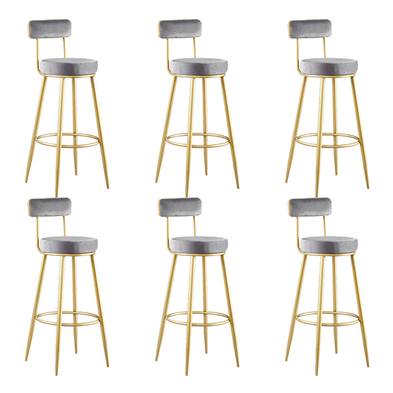 Glam Metal Barstool Fabric Backrest Counter Stool with Gold Base