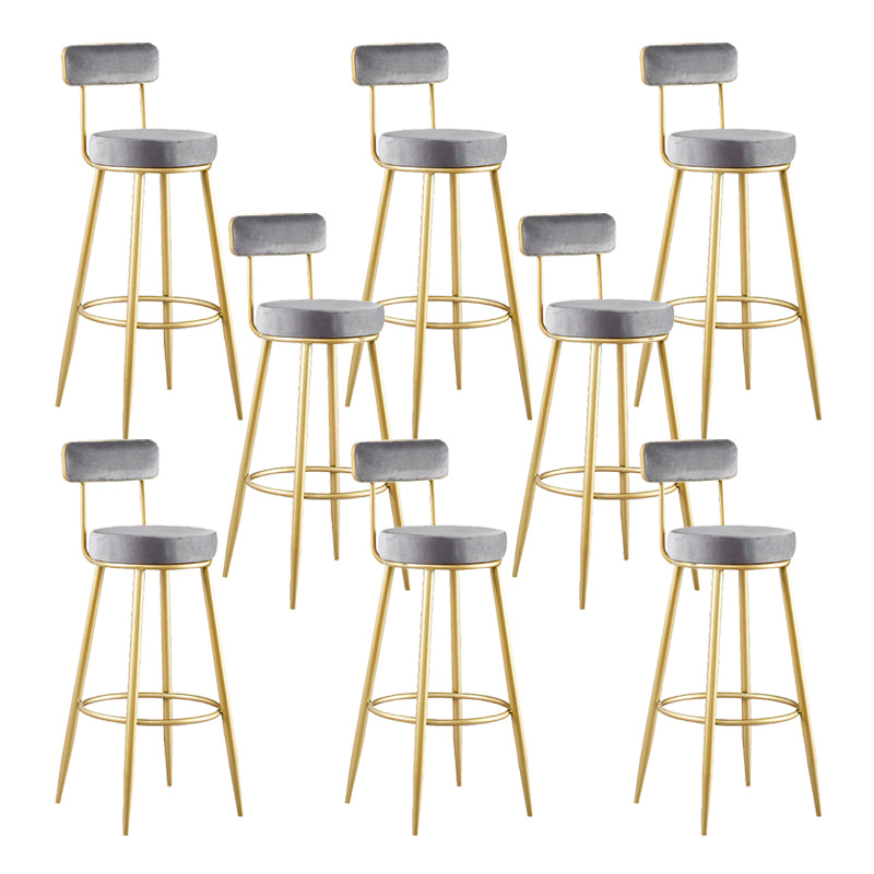 Glam Metal Barstool Fabric Backrest Counter Stool with Gold Base