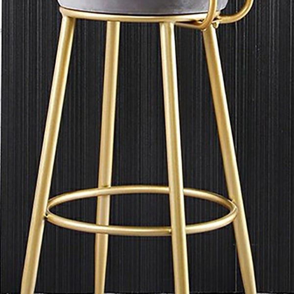 Glam Metal Barstool Fabric Backrest Counter Stool with Gold Base