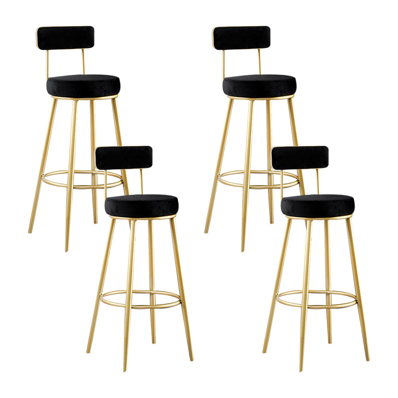 Glam Metal Barstool Fabric Backrest Counter Stool with Gold Base
