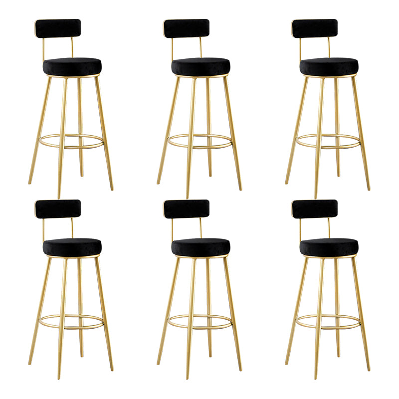 Glam Metal Barstool Fabric Backrest Counter Stool with Gold Base