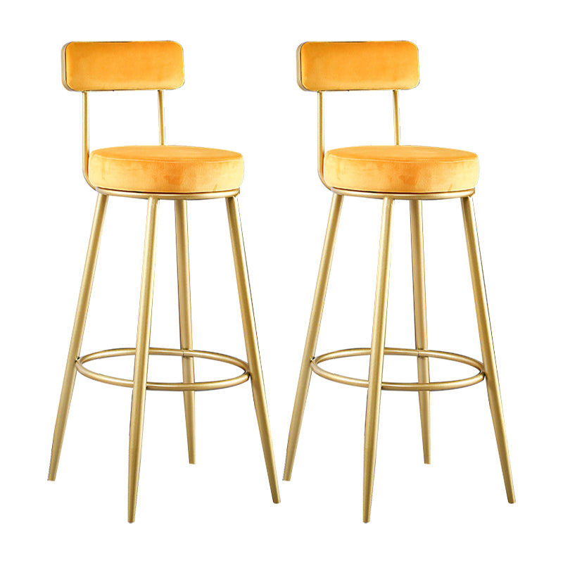 Glam Metal Barstool Fabric Backrest Counter Stool with Gold Base