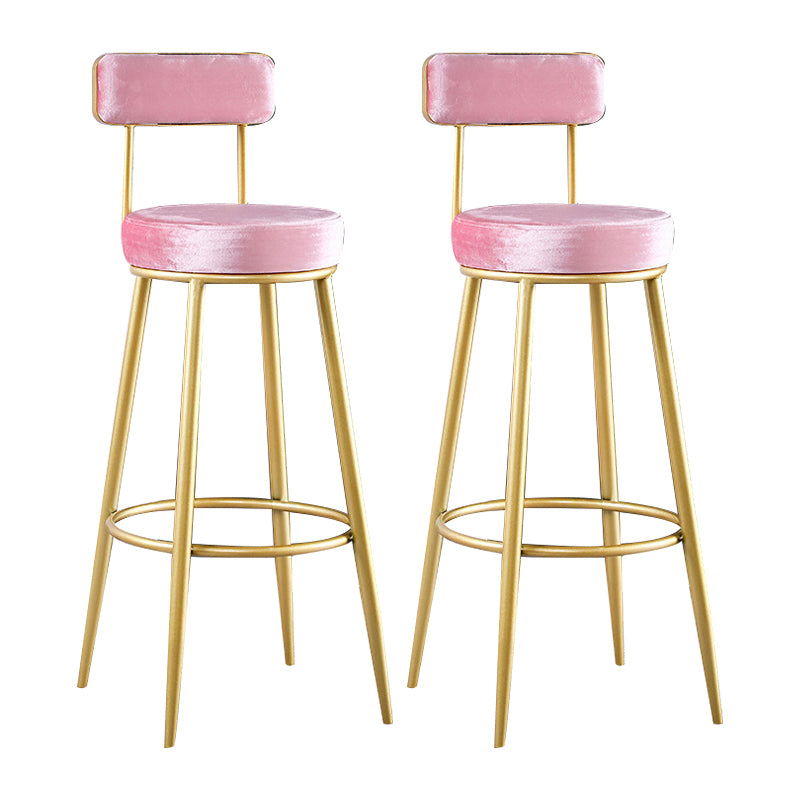 Glam Metal Barstool Fabric Backrest Counter Stool with Gold Base