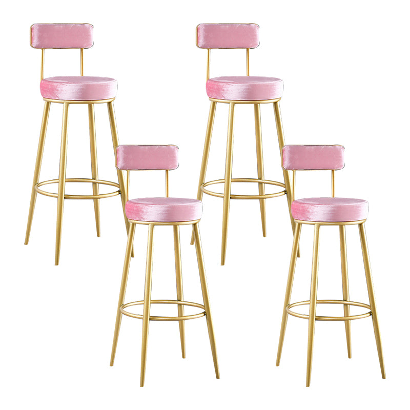Glam Metal Barstool Fabric Backrest Counter Stool with Gold Base