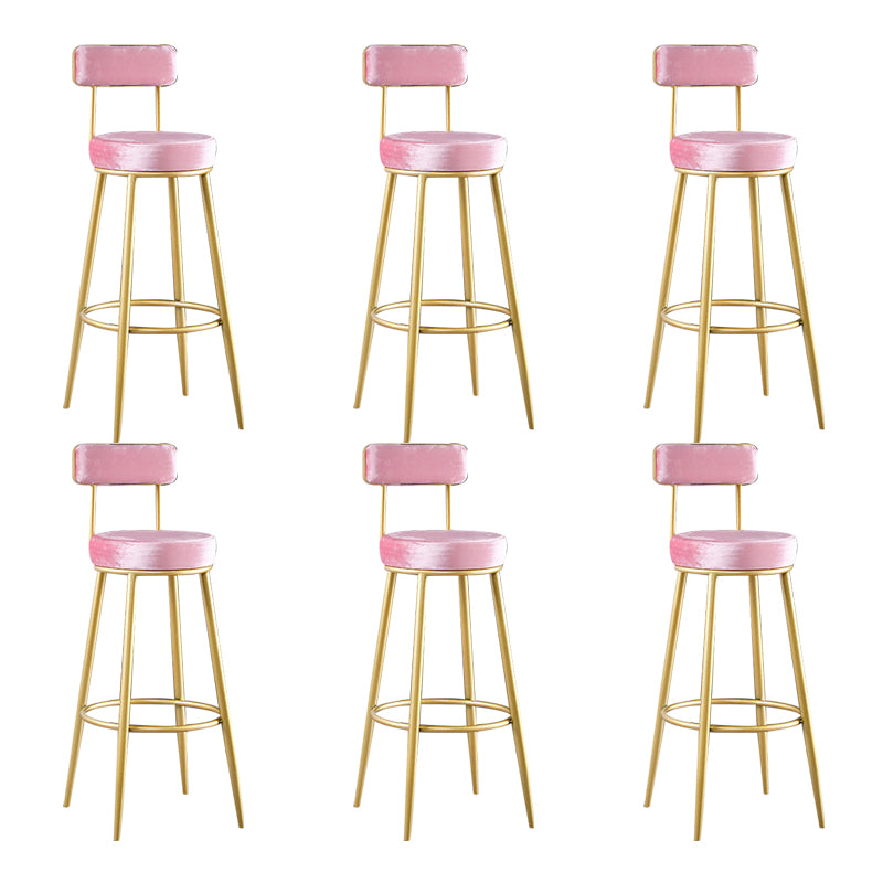 Glam Metal Barstool Fabric Backrest Counter Stool with Gold Base