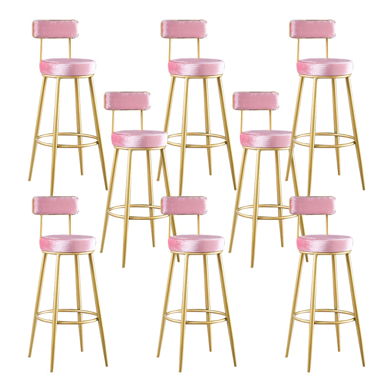 Glam Metal Barstool Fabric Backrest Counter Stool with Gold Base