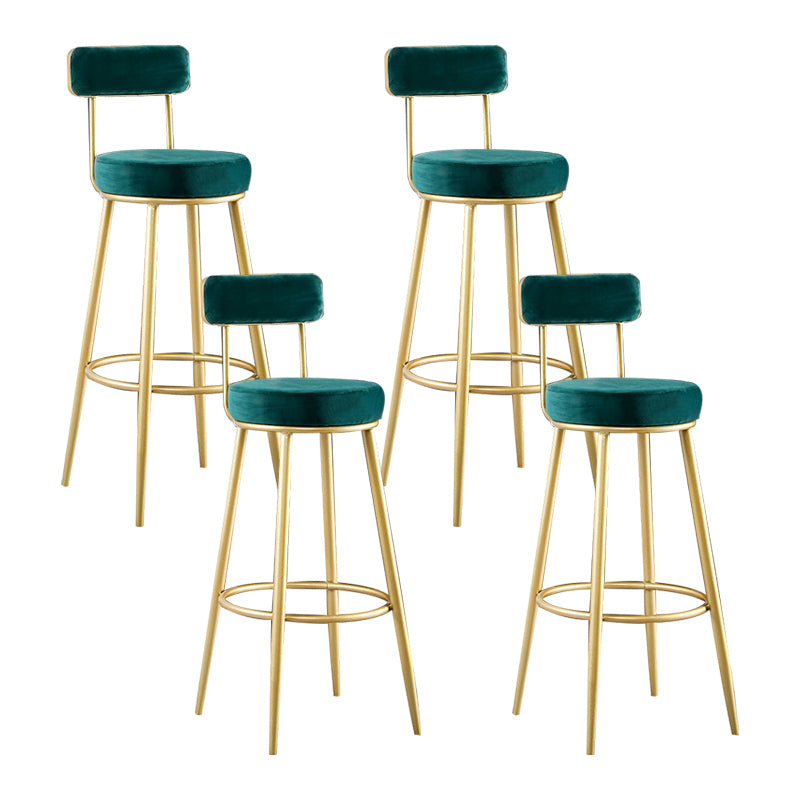 Glam Metal Barstool Fabric Backrest Counter Stool with Gold Base