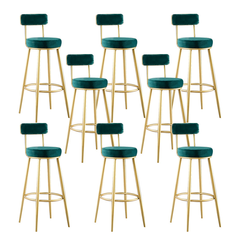 Glam Metal Barstool Fabric Backrest Counter Stool with Gold Base