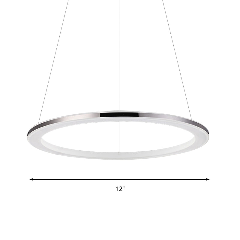 Acrylic Round Ceiling Pendant Contemporary LED 1/2/3-Head Silver Chandelier in Warm/White Light
