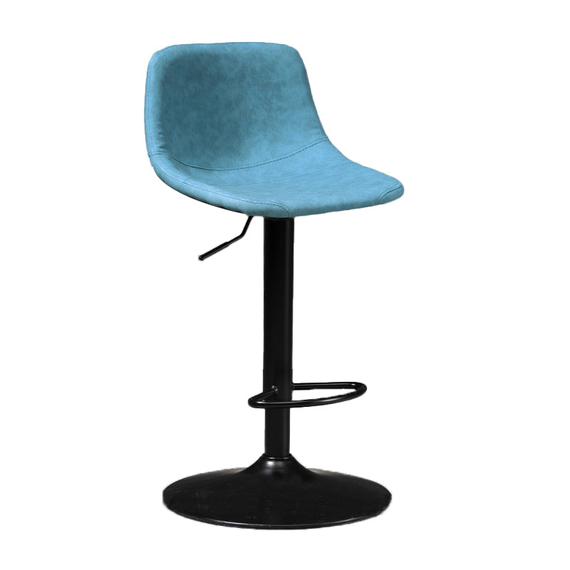 Scandinavian Metal Barstool Faux Leather Low Back Counter Stool