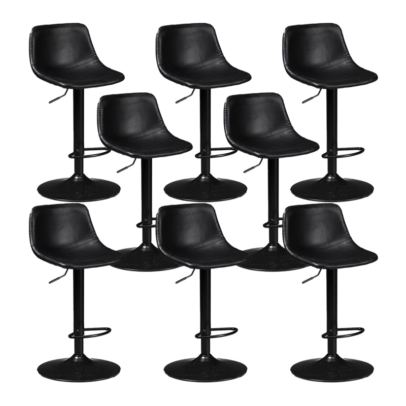 Scandinavian Metal Barstool Faux Leather Low Back Counter Stool