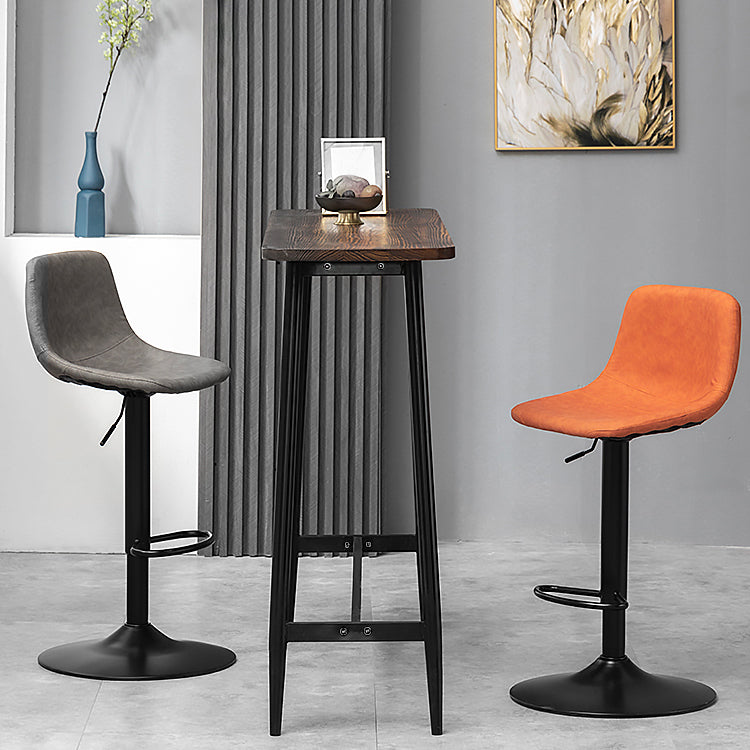 Scandinavian Metal Barstool Faux Leather Low Back Counter Stool
