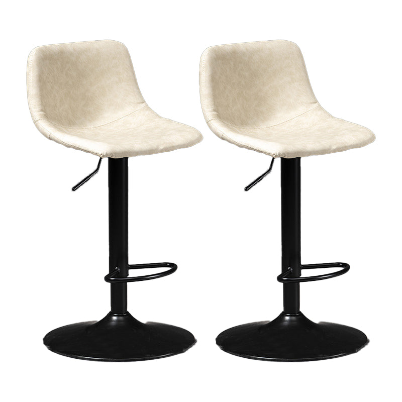 Scandinavian Metal Barstool Faux Leather Low Back Counter Stool