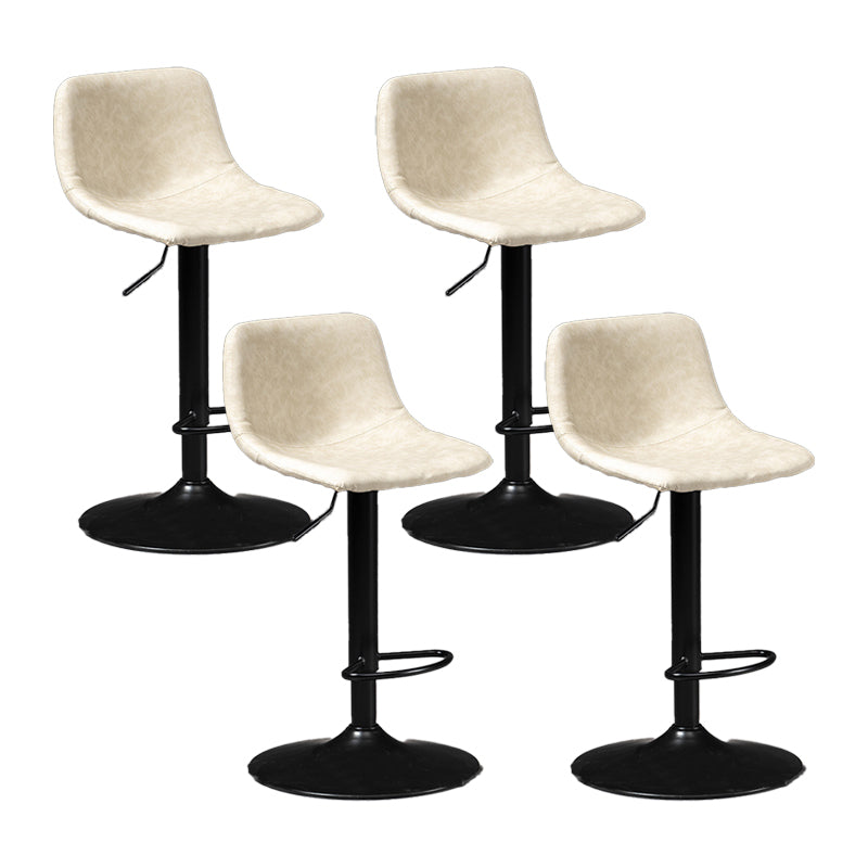 Scandinavian Metal Barstool Faux Leather Low Back Counter Stool