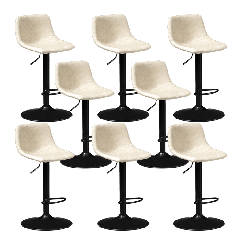 Scandinavian Metal Barstool Faux Leather Low Back Counter Stool