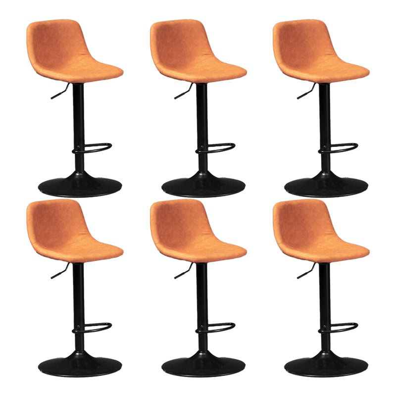 Scandinavian Metal Barstool Faux Leather Low Back Counter Stool