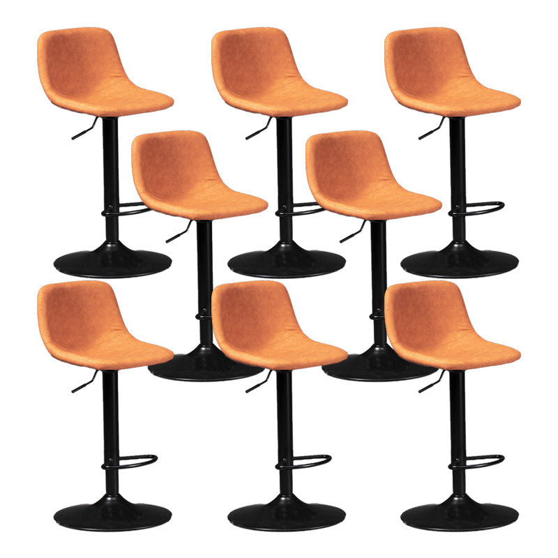 Scandinavian Metal Barstool Faux Leather Low Back Counter Stool