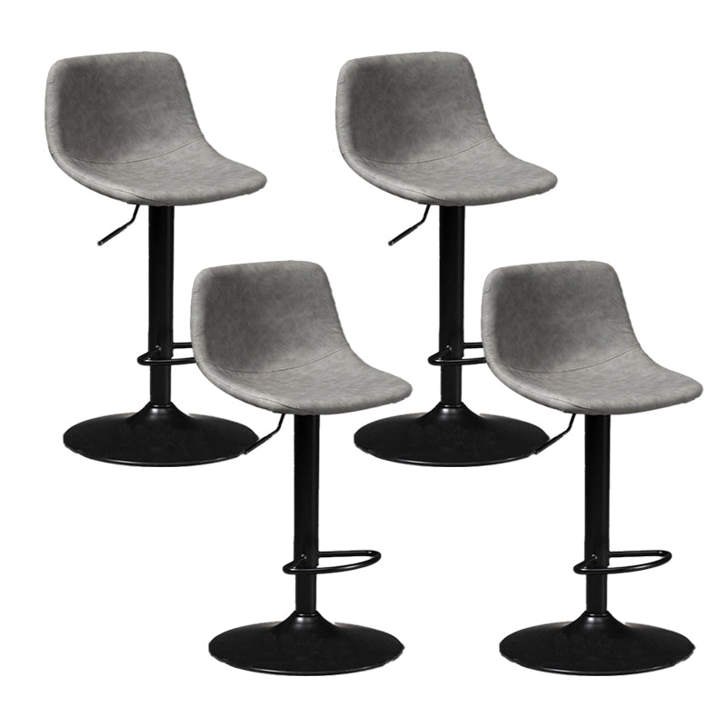 Scandinavian Metal Barstool Faux Leather Low Back Counter Stool