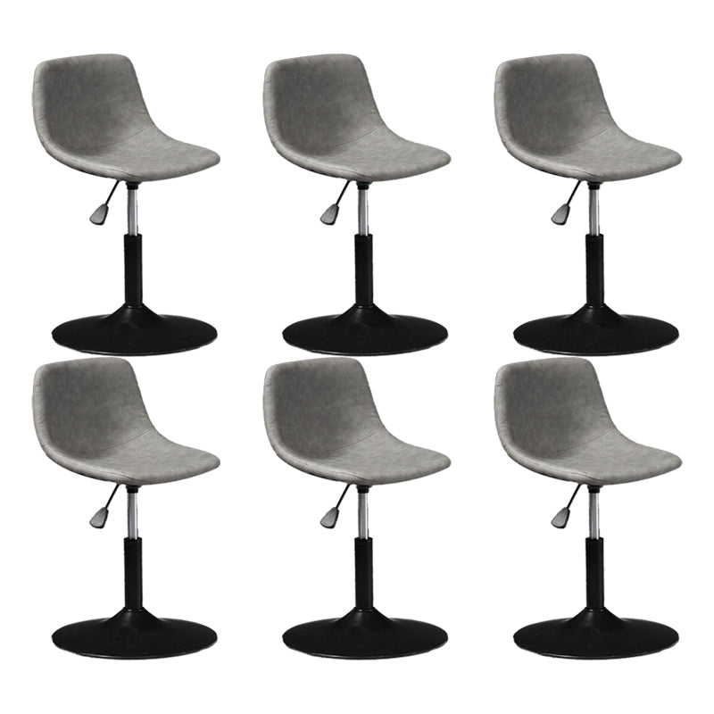 Scandinavian Metal Barstool Faux Leather Low Back Counter Stool